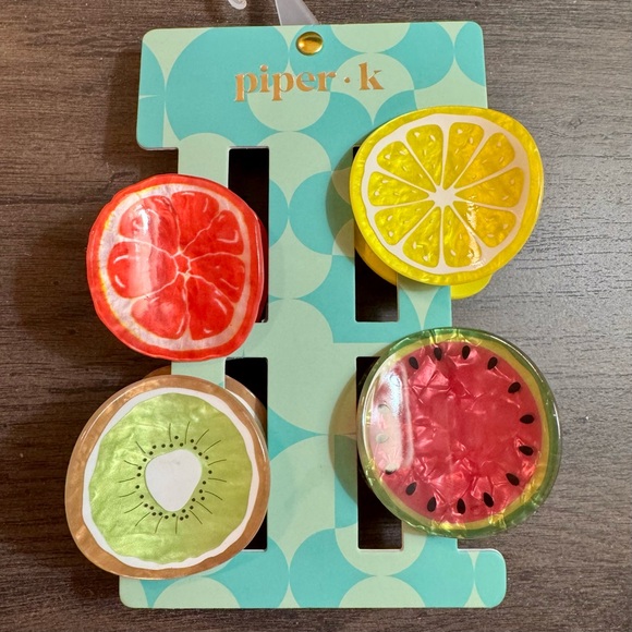 Piper K Hair Claw Clips Bundle-2 pc Hot Sauce and Taco & 4 pc Summer Fruits NEW - Picture 6 of 8